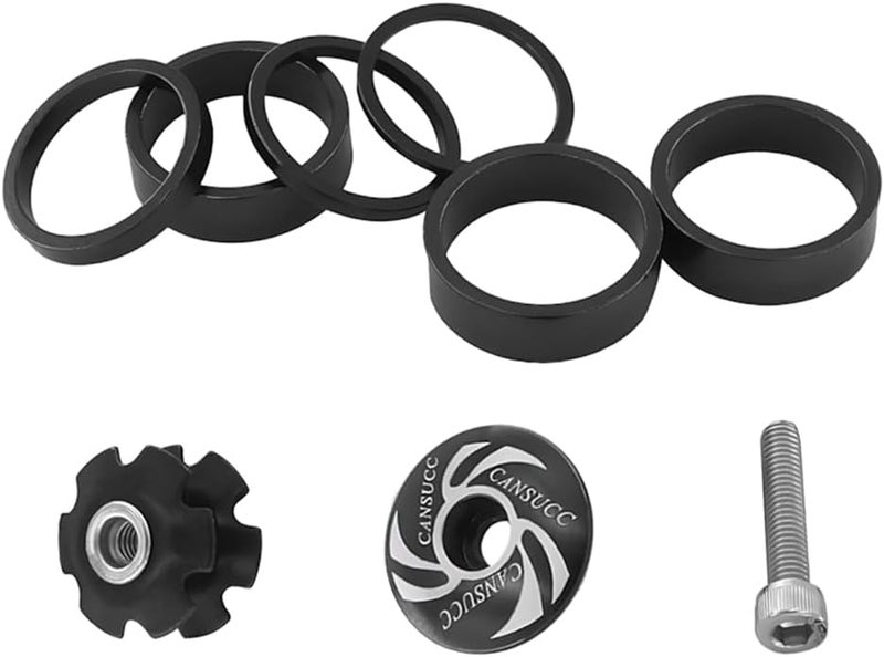 SeonFook 9Pcs Bike Headset Spacer Set, Aluminium Alloy Bicycle Headset Spacer Set Bicycle Front Fork Stem Spacers Kit for MTB BMX Mountain Road Bikes Cycling (1-1/8 inch/28.6mm) - Image 1